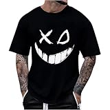 RUMAOZIA Herren Oversized T-Shirt Smiling Face Smile Trend Print Aufdruck...