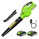 Akku Laubbläser,Elektrischer Laubbläser mit 2×2.0Ah Akkus und...