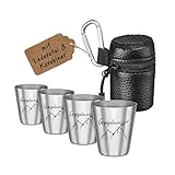 Gipfelgaudi Gipfelwasser Stamperl inkl. Etui I 4 Stamperl im Lederetui mit...