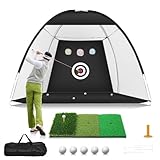 WUDLEP Golf-Netz, 3 x 2,1 m, Golf-Übungsnetz mit Tri-Turf-Golfmatte,...