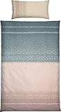 Erwin Müller Bettwäsche Mako-Satin türkis-beige Größe 1x 135x200 cm +...