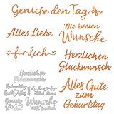 BETESSIN 4 Stück Stanzschablonen Schriften - Metall Prägeschablone...