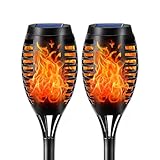 LQWELL® Solarleuchten Solar Fackellicht für Außen Garten 2 Stück 12 LED...