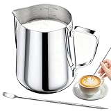 Tbintul 350ml/12oz Edelstahl Milchkännchen, Handheld Milchaufschäumer mit...