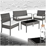 tectake® Poly Rattan Gartenmöbel wetterfest, Gartenset mit 2X Sessel, 1x...