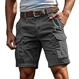 Cargo Shorts Herren Kurz Hosen Cargohose mit Reißverschluss und Knopf...