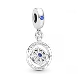 Pandora Charm Anhänger 'Kompass' Silber, Kristall blau 790099C01