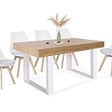 IDMarket - Esstisch, rechteckig, Phoenix, 6 Personen, Holz und Weiß, 160...