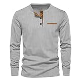 Herren-Langarm-T-Shirt, Kordsamt, Henley-Top, Frühling, Sommer, leger,...