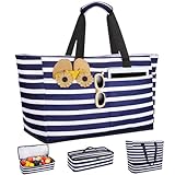 ISEYOU Strandtasche XXL Familie mit Kühltasche, Groß Strandtasche mit...