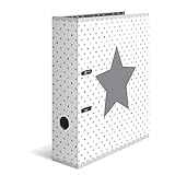 HERMA Ordner A4 Sterne Weiß, 7 cm breit, Kinder Ringordner mit Stern...