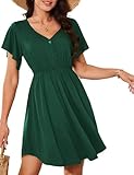 Amoretu Sommer MidiKleid Sexy V Ausschnitt Kleid Elegant Knopf...