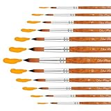 Nylon Aquarellpinsel Set,12 Stück Rundpinsel Set,Ausschreibung Haarpinsel...