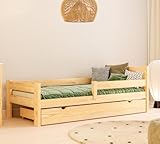 YOUKO Kinderbett 160x80 aus Kiefernholz - Montessori Bett Schlichten Stil -...