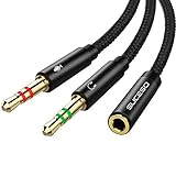 SUCESO Audio Splitter Y Adapter 3.5mm Buchse auf Doppel 3.5 mm...