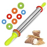 Nudelholz Edelstahl 61cm - Edelstahl Teigroller mit Abstandshalter für...