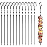 Grillspieße 12 Stück, Grill Kabob Spieße 39cm Edelstahl Lange Spieße...