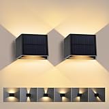 T-SUN 2 Stücke LED Wandleuchten für Außen, 3000K Warmweiß Solar...