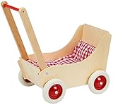 Holz-Wenzel 350010 - Puppenwagen Laura aus Holz, ca. 50 x 27 x 56 cm, mit...