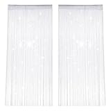 2 Stück Fadenvorhänge, 100 X 200 cm Blinkend Vorhang Balkontür, Weiß...