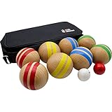 GICO Boccia Spiel aus Massivholz, gestreift mit 8 Kugeln, Durchmesser 7 cm...