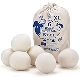 HANDY LAUNDRY Sheep Wool Dryer Balls Pack of 6 Premium 100% Natural XL...