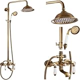 Wanym Wandmontage Duscharmatur Set, Antikes Messing Duschsystem mit 8'...