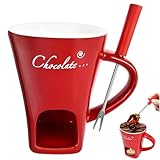 Schokofondue Tasse, 200 ml Keramik Schokoladen Fondue Becher mit Gabel...