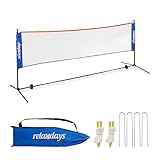 Relaxdays Badminton Netz, höhenverstellbar bis 225 cm, Tennisnetz mit...