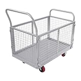 Plattformwagen Transportwagen mit abnehmbaren Gitter Handwagen bis 200kg...