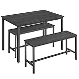 VASAGLE Esstisch mit 2 Bänken, 3er-Set, Küchentisch 70 x 110 x 75 cm, 2...