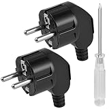 AXFEE 2 Stück Eurostecker, 250V 16A Euro Stromstecker, Schutzkontakt...