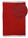 carpetfine Flickenteppich Kelim Chindi Uni Rot 60x90 cm, handgewebt |...