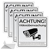 4 Stück Achtung Videoüberwachung Schild, Hinweisschild Videoüberwachung...