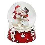 Dekohelden24 Schneekugel, Schneemann Duo, rot weiß, Maße H/B/Ø Kugel:...