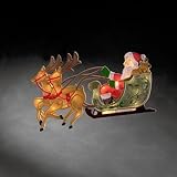 Konstsmide LED Fensterbild, Rentier mit Weihnachtsmann und Schlitten, 20...