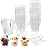 PIQIUQIU 50 Stück Desserttasse mit 50 Stück Löffeln, 60ML Dessertschalen...