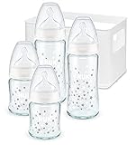 NUK First Choice+ Babyflaschen Starter Set aus Glas und Silikon | 0–6...