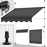 tillvex Klemmmarkise mit Handkurbel Balkon | Balkonmarkise ohne Bohren |...