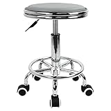 KKTONER Rollhocker Drehhocker höhenverstellbar mit Fußstütze aus PU...