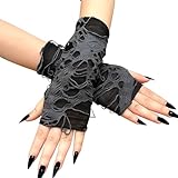 Scinzene Halloween Handschuhe - Fingerlose Spinnennetz Spitzenhandschuhe...