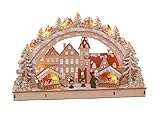 Spetebo LED Holz Schwibbogen 45x28 cm - Motiv Weihnachtsmarkt -...