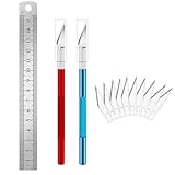 Canollo Skalpell Basteln Set mit 2 Stücke Bastelmesser Skalpell(Rot+Blau),...