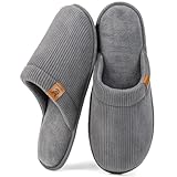 VeraCosy Herren Kord Scuff Hausschuhe Weich Bequem Memory-Schaum Rutschfest...