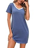 Litherday Nachthemd Damen Kurzarm Negligee Sommer Nachtwäsche Kurz...