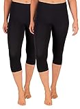 SES Capri Leggings Damen Schwarz (36/38) 2er Pack aus Baumwolle/blickdichte...