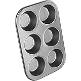 Chef Aid Blech für Muffins und Cupcakes, 6 Löcher, antihaftend, Grau