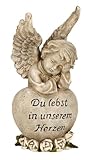 MF Grabengel mit Spruchherz Du lebst in unserem Herzen, 18,5 cm, Polyresin,...