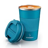 MOMSIV Thermobecher Isolierbecher, 13oz/380ml Rutschfest Edelstahl Travel...