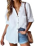 Hotouch Bluse Damen Elegant Langarm Hemd Casual Button down Shirt...